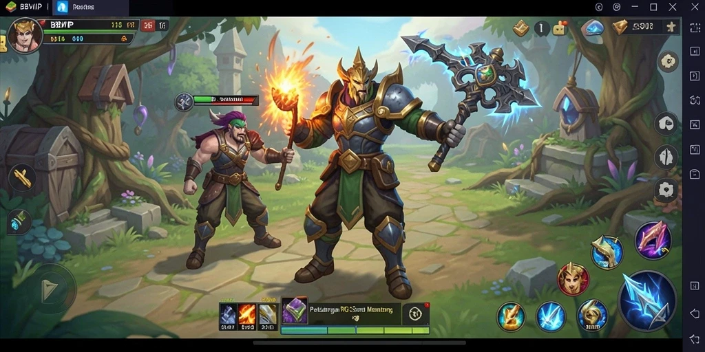 Screenshot utama B8VIP menampilkan aksi pertempuran RPG yang seru.