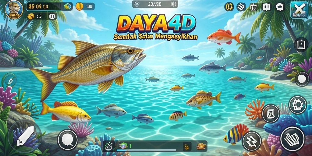 Screenshot gameplay DAYA4D menunjukkan aksi menembak ikan yang seru.