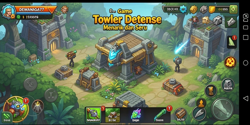 Tampilan gameplay menarik dari DEWANAGA77 dengan penempatan menara yang strategis.