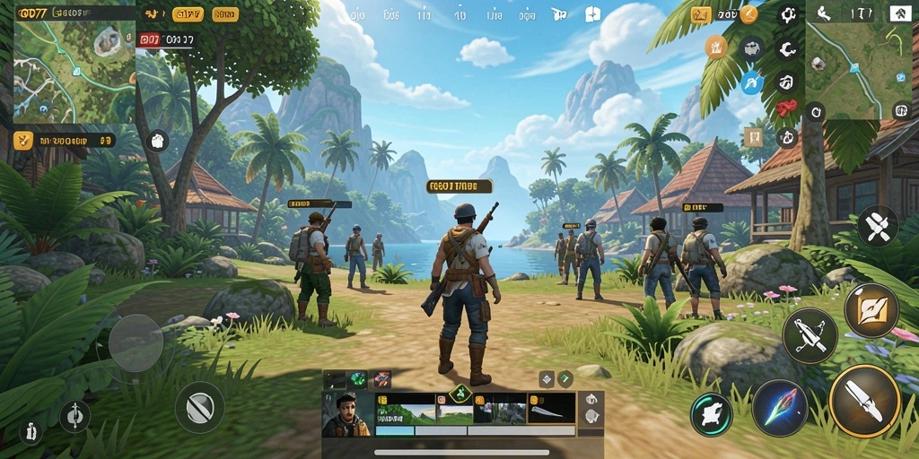 Screenshot menunjukkan dunia terbuka yang luas dan detail dalam GOTO77.