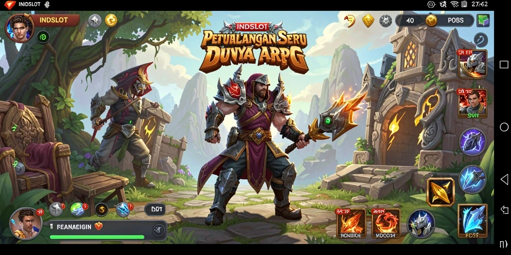 Screenshot gameplay INDSLOT yang menampilkan pertempuran epik ARPG.