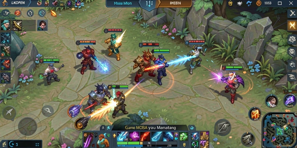 Tampilan gameplay LKOPEN yang seru dalam arena MOBA.