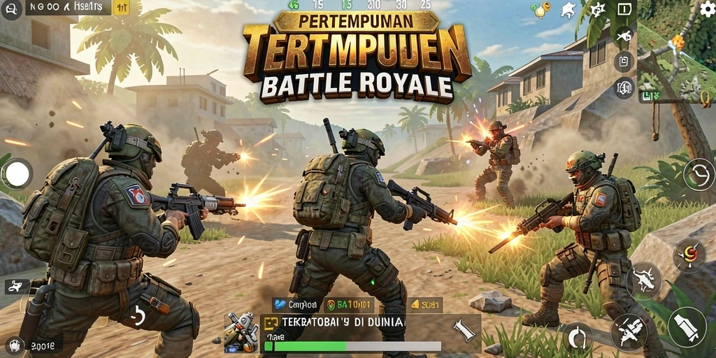 Gameplay seru di NAGA1001 saat bertarung di arena Battle Royale.