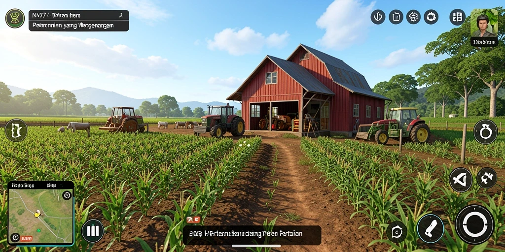 Screenshot gameplay NV77 dengan aktivitas bertani yang seru.