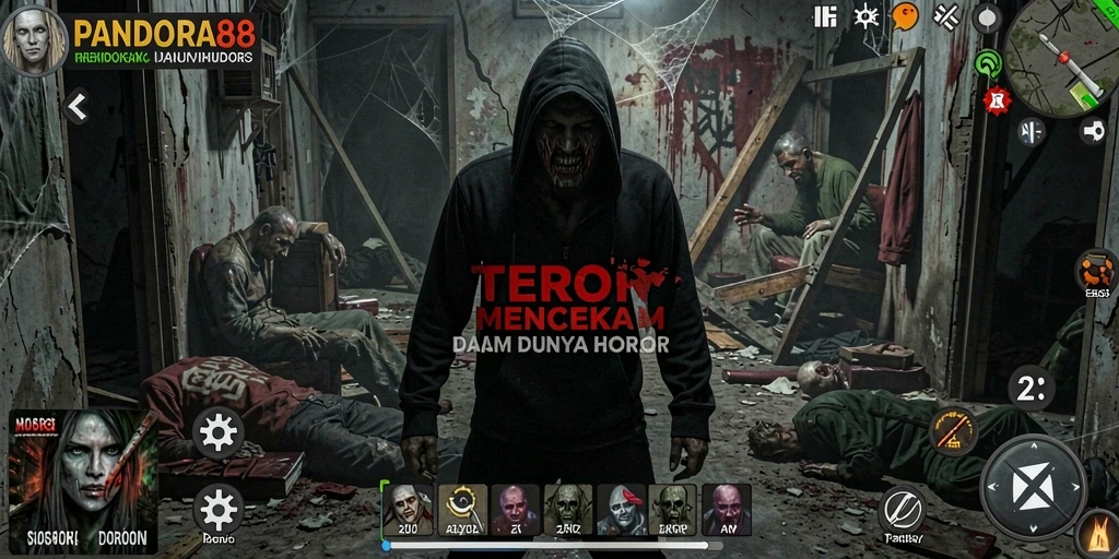 Tangkapan layar gameplay PANDORA88 menampilkan suasana horor yang mencekam.