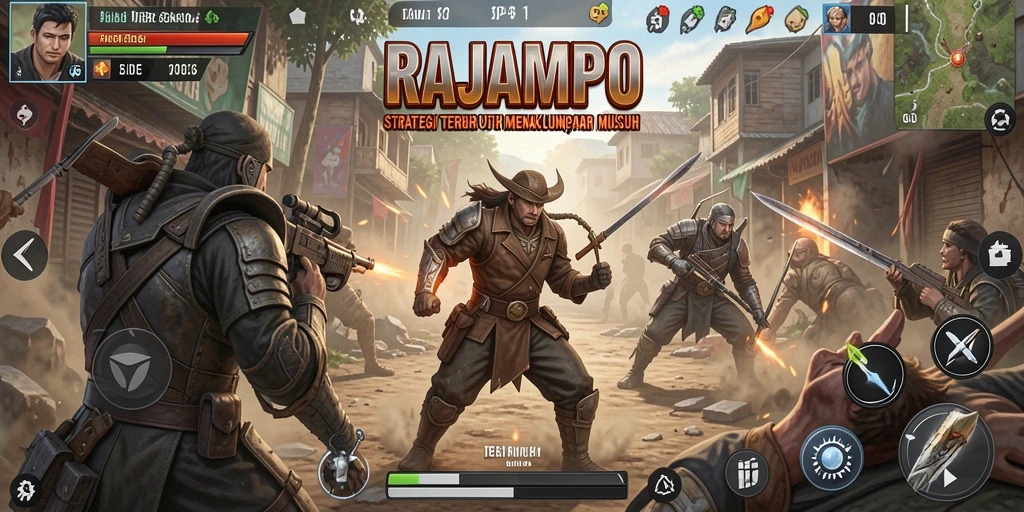 Tampilan gameplay RAJAMPO menunjukkan strategi dan aksi seru.