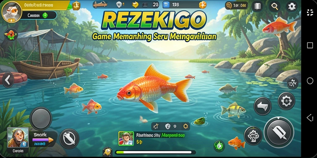 Tangkapan ikan yang memuaskan dalam gameplay memancing REZEKIGO.