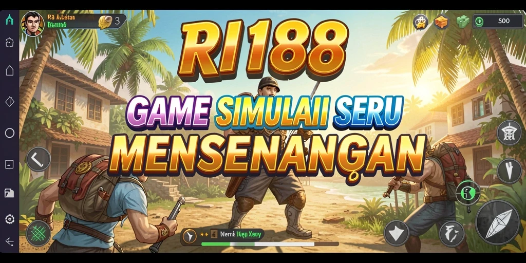 Screenshot gameplay RI188 dengan desain kota yang menarik dan karakter berinteraksi.