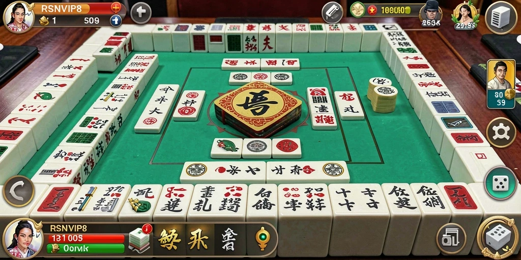 Screenshot gameplay RSNVIP8 menampilkan pengalaman bermain Mahjong yang seru.