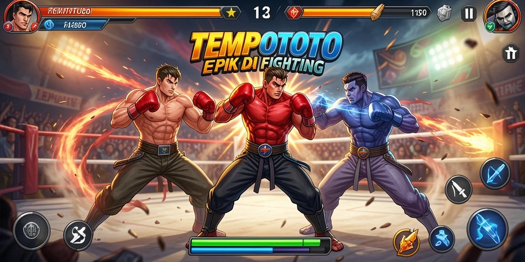 Screenshot gameplay TEMPOTOTO, menampilkan aksi pertarungan yang intens.