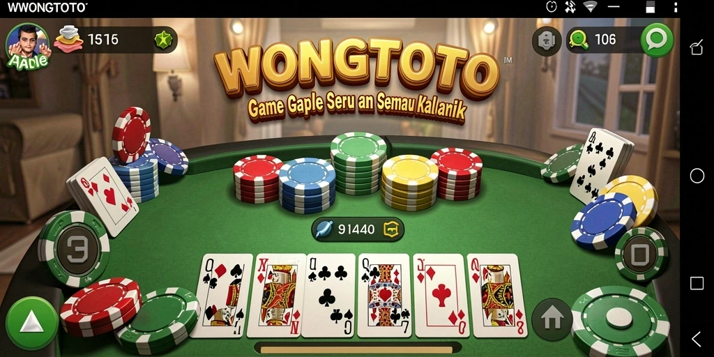 Tangkapan layar WONGTOTO menampilkan gameplay seru Gaple yang bisa dimainkan secara online.