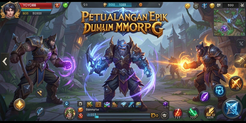 Tampilan gameplay epik YOYO88 yang menampilkan pertarungan dan eksplorasi.