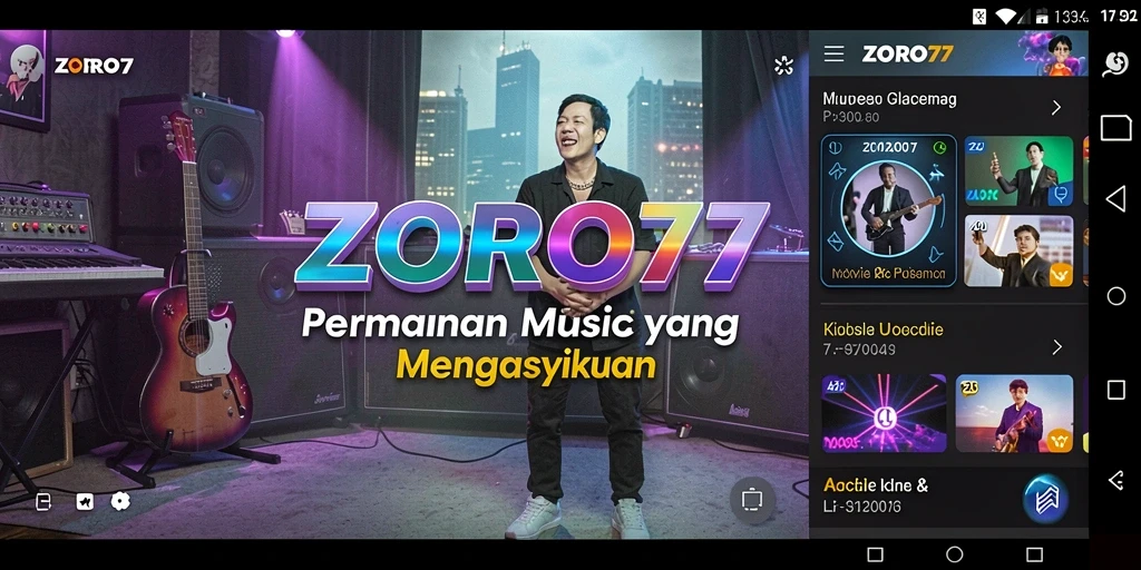 Tampilan gameplay ZORO77 yang menampilkan permainan musik yang seru.